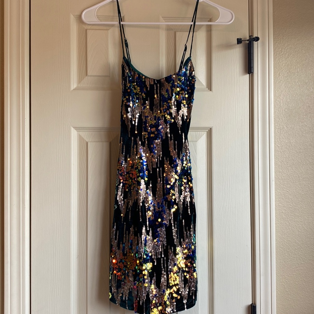Hello Molly sequined printed mini dress
